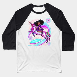 Princess for a black girls who loves unicorns pony Anime girl Natural Afro hair corn rows african American girl riding a pony unicorn Baseball T-Shirt